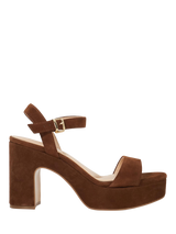 Dune London Monotone Suede Block Heeled Sandals, Chestnut