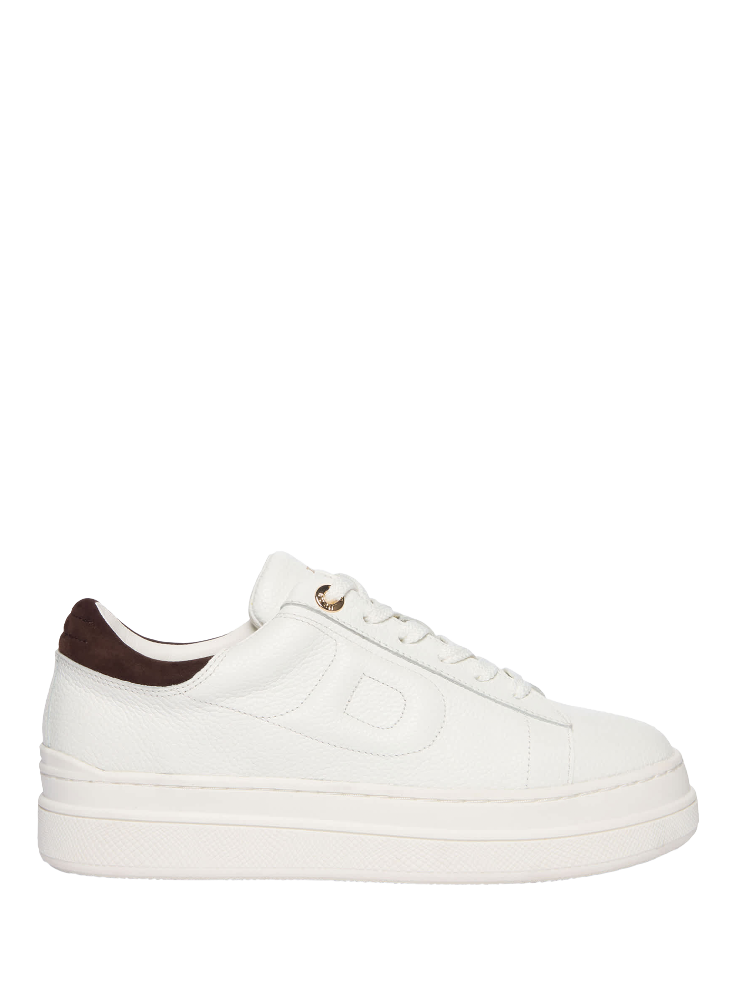 Product image 1 of 5, which shows Dune London Eden Leather Chunky Trainers, White, EU36