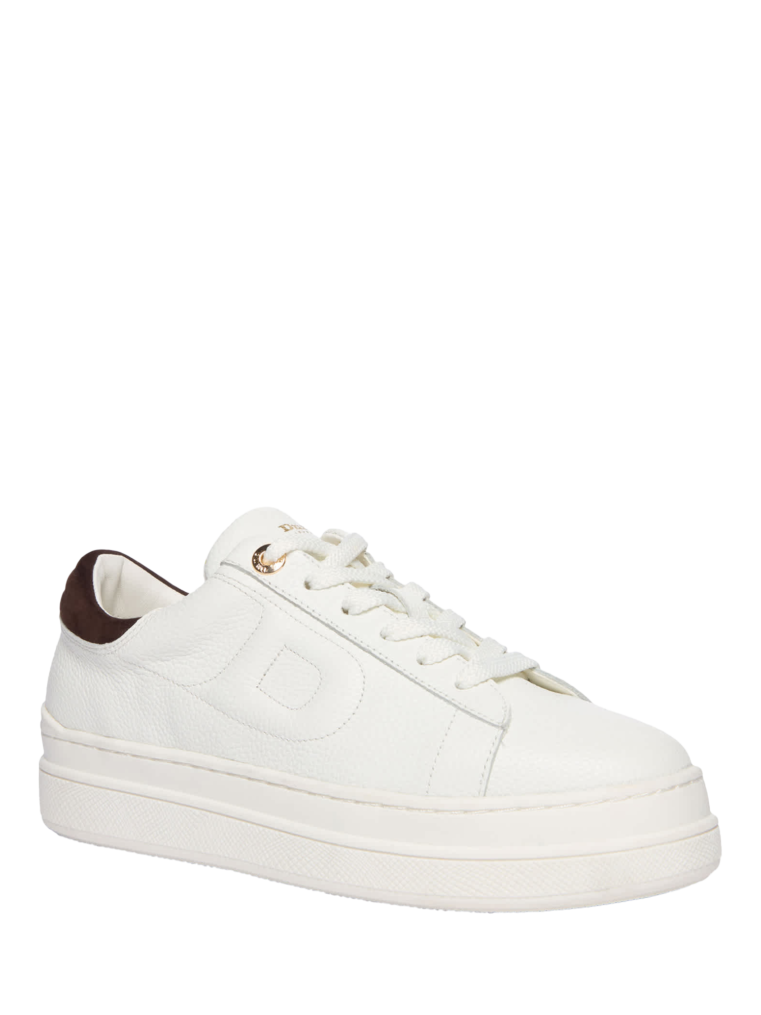 Product image 3 of 5, which shows Dune London Eden Leather Chunky Trainers, White, EU36