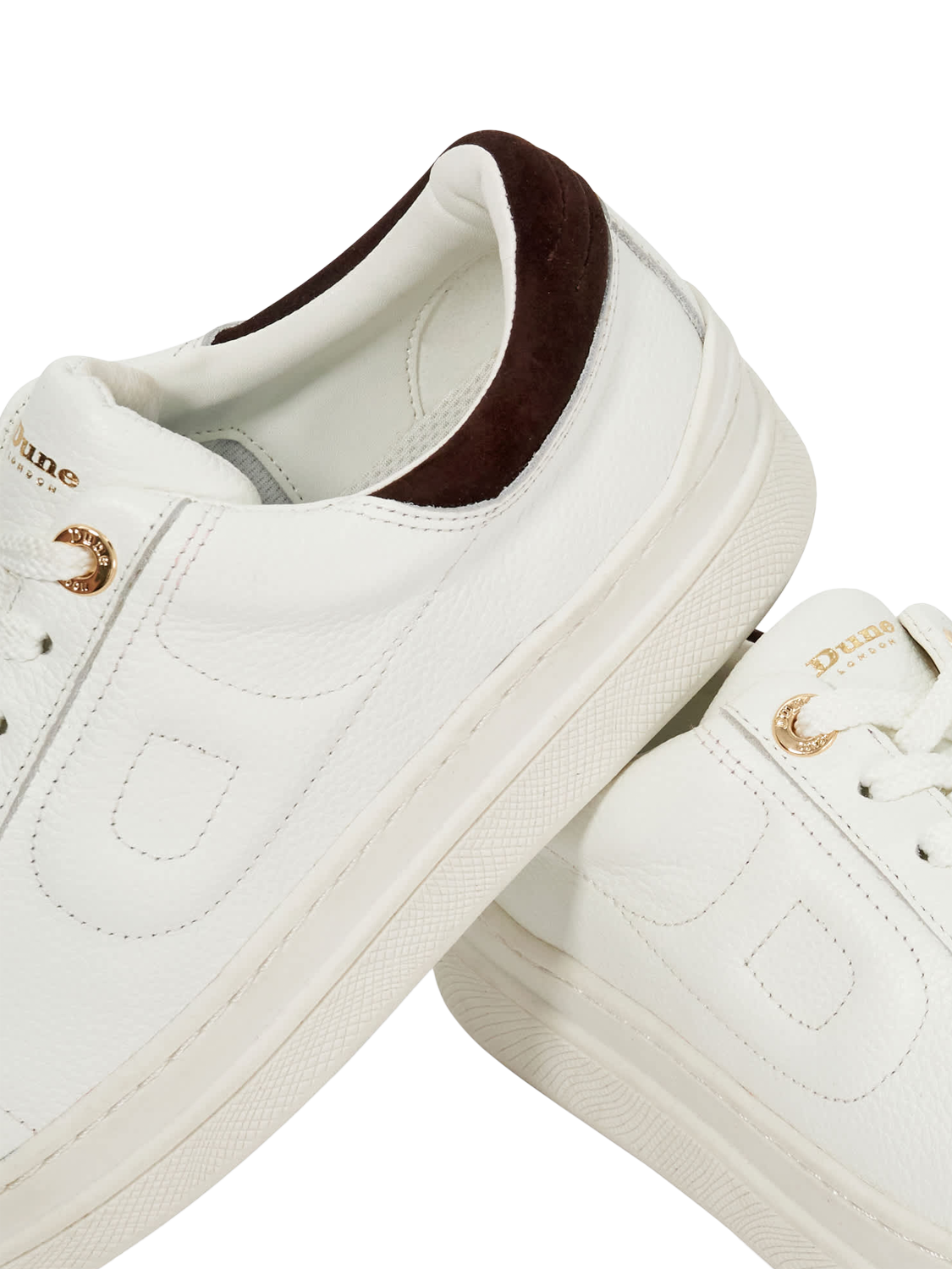 Product image 5 of 5, which shows Dune London Eden Leather Chunky Trainers, White, EU36