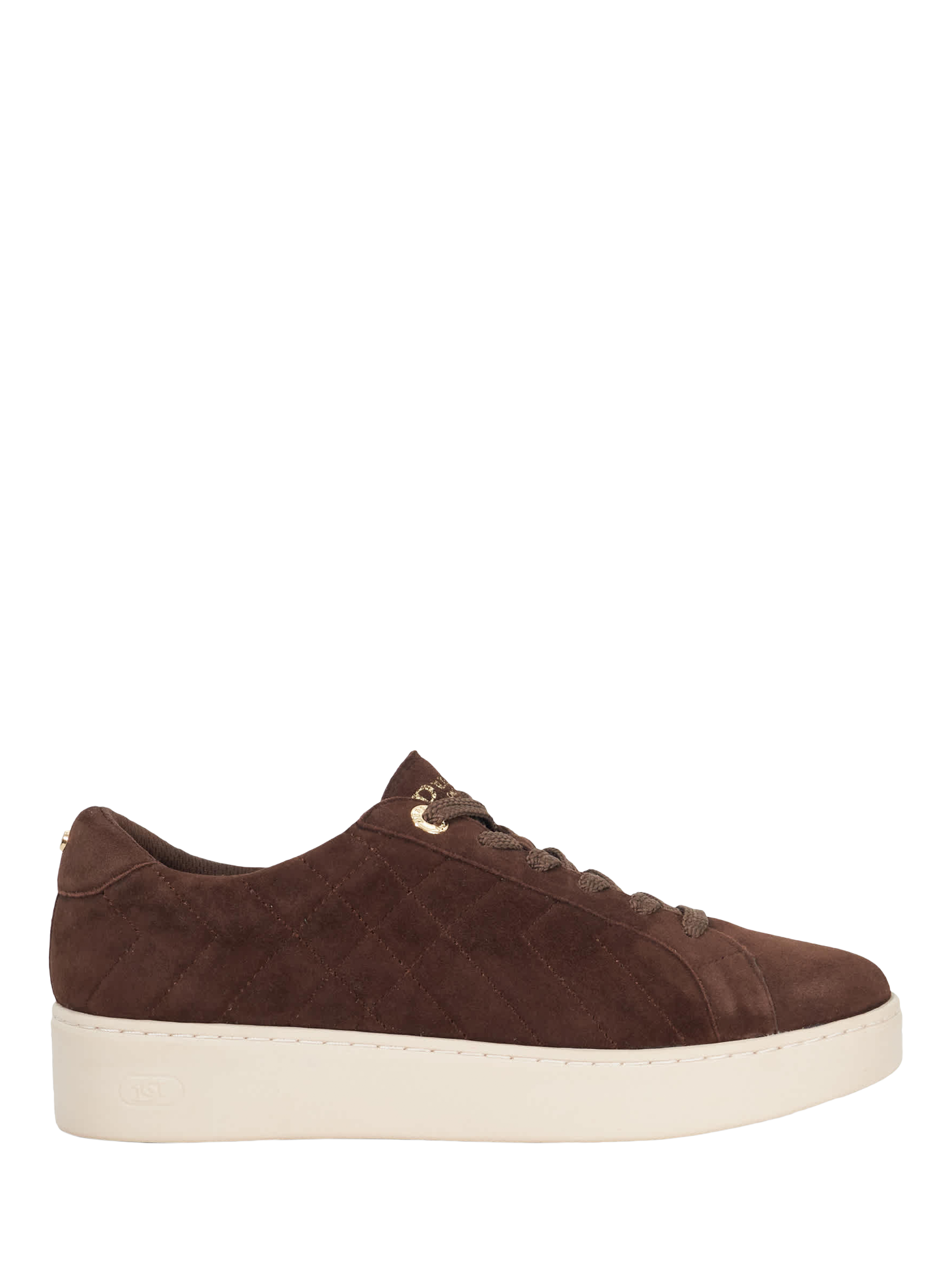 Product image 1 of 5, which shows Dune Egent Suede Quilted Platform Lace Up Trainers, Brown, EU36