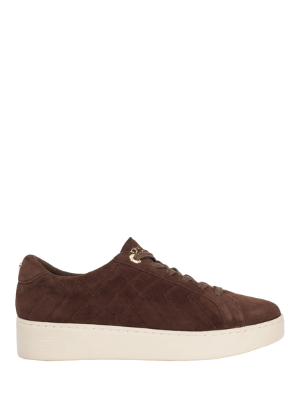 Dune London Egent Suede Quilted Platform Lace Up Trainers, Brown, Brown