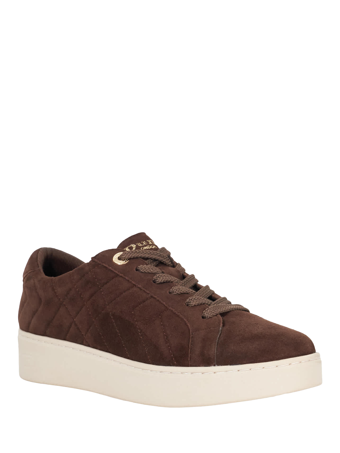 Product image 3 of 5, which shows Dune Egent Suede Quilted Platform Lace Up Trainers, Brown, EU36