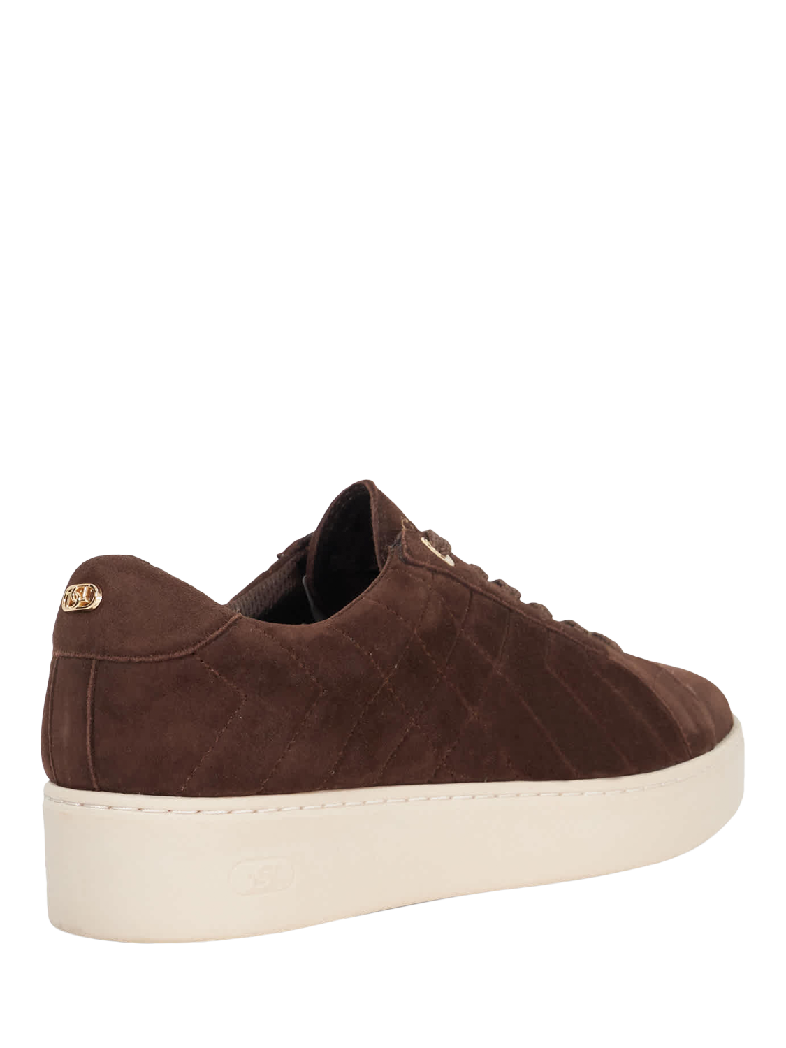 Product image 4 of 5, which shows Dune Egent Suede Quilted Platform Lace Up Trainers, Brown, EU36
