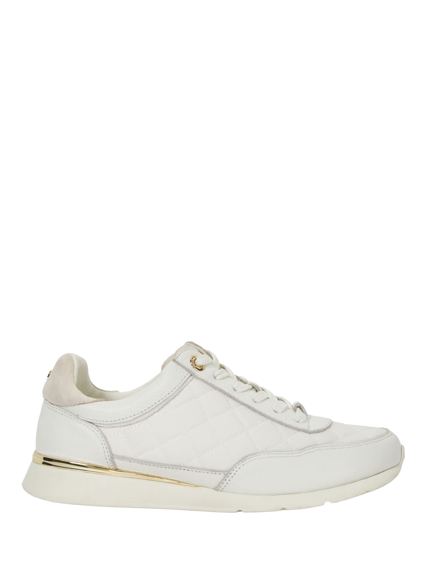 Product image 1 of 5, which shows Dune London Everglow Leather Quilted Trainers, White, EU36