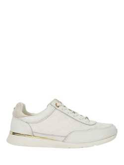 Dune London Everglow Leather Quilted Trainers, White