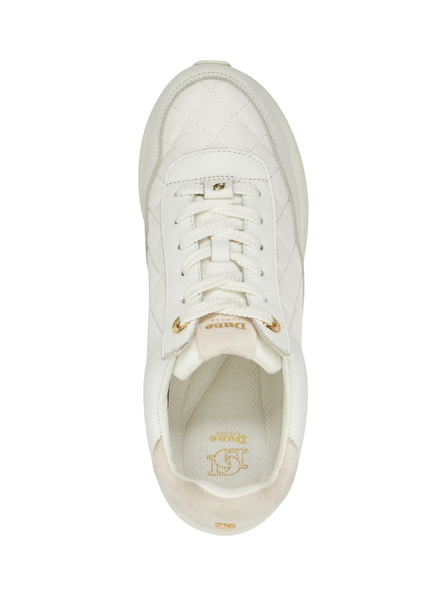 Product image 2 of 5, which shows Dune London Everglow Leather Quilted Trainers, White, EU36