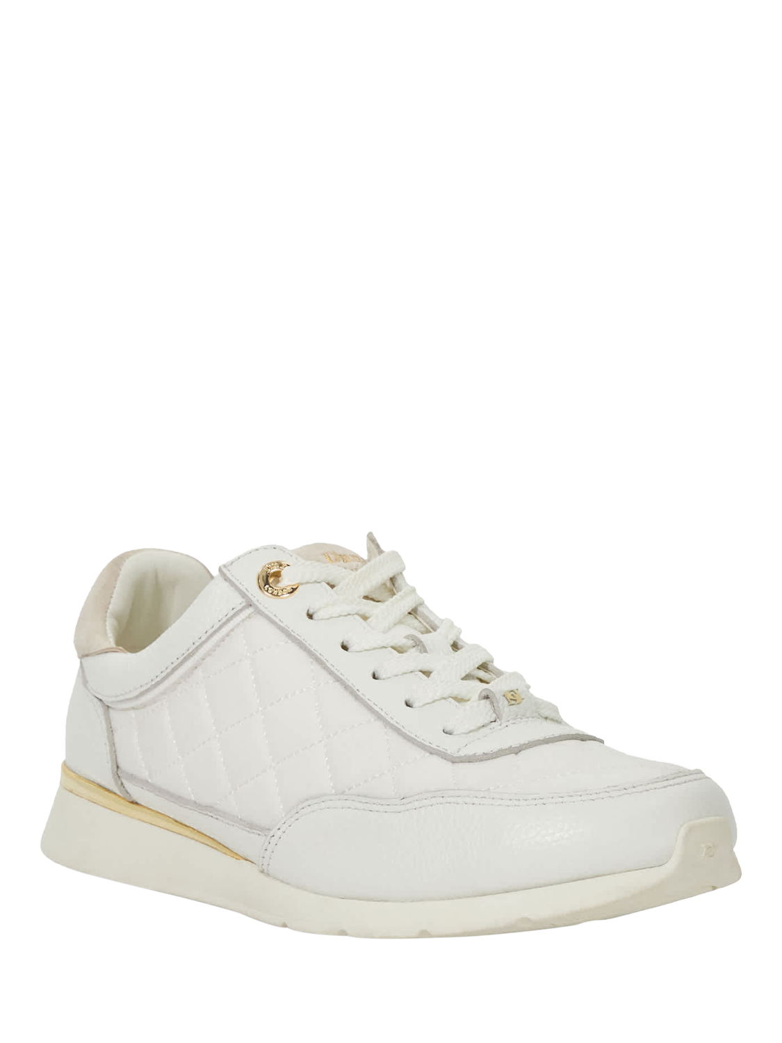 Product image 3 of 5, which shows Dune London Everglow Leather Quilted Trainers, White, EU36