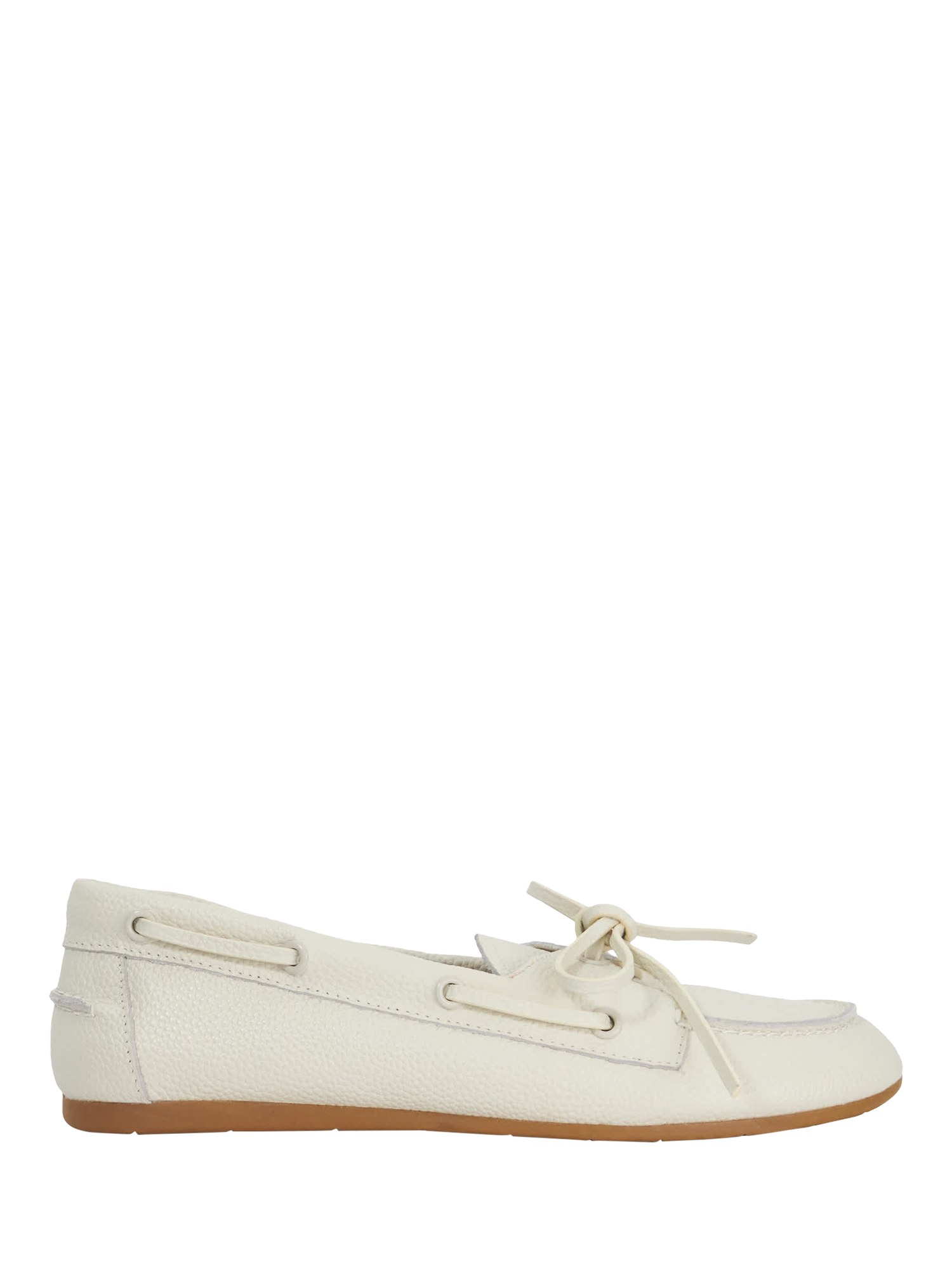 Product image 1 of 6, which shows Dune London Gala Leather Boat Shoes, White, EU36