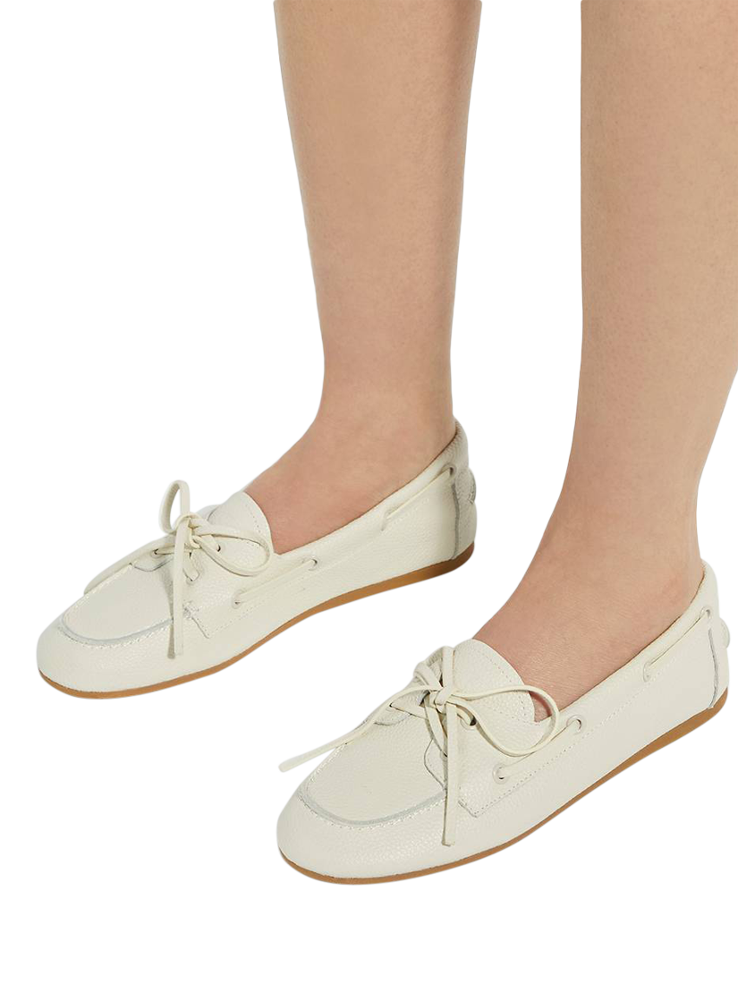 Product image 2 of 6, which shows Dune London Gala Leather Boat Shoes, White, EU36