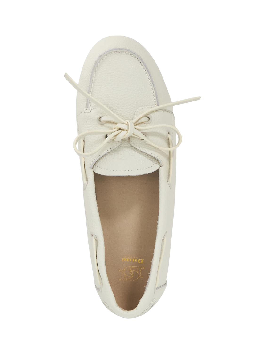 Product image 3 of 6, which shows Dune London Gala Leather Boat Shoes, White, EU36