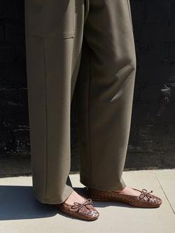 Dune London Heat Woven Leather Ballerina Pumps - view 2, Dark Brown