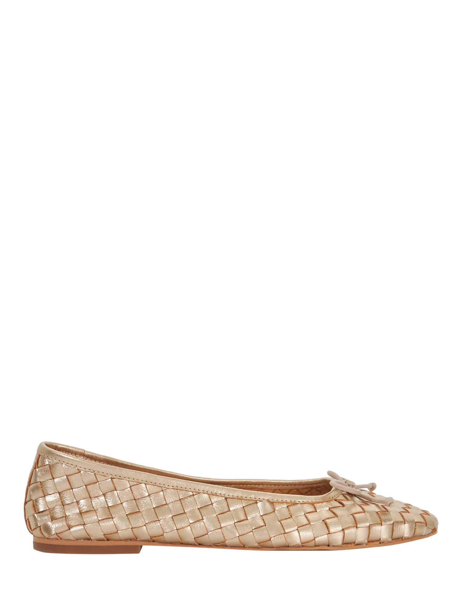 Product image 1 of 6, which shows Dune London Heat Woven Leather Ballerina Pumps, Gold, EU36
