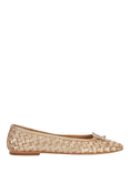 Dune London Heat Woven Leather Ballerina Pumps, Gold