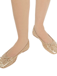 Dune London Heat Woven Leather Ballerina Pumps, Gold