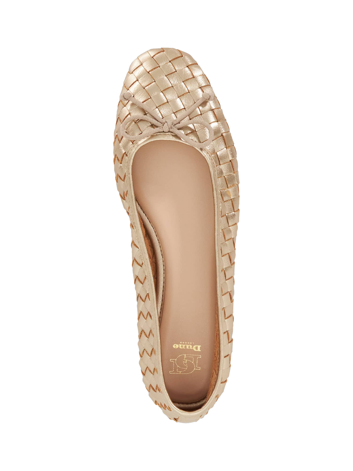 Product image 3 of 6, which shows Dune London Heat Woven Leather Ballerina Pumps, Gold, EU36