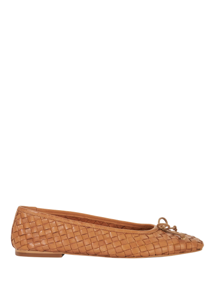 Dune London Heat Woven Leather Ballerina Pumps, Tan