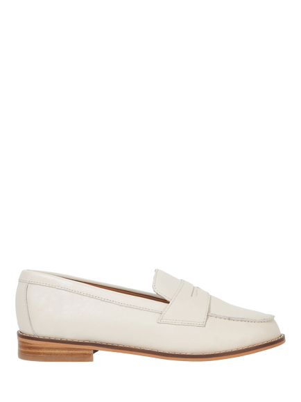 Dune London Ginelli Wide Fit Leather Loafers, Ecru, Ecru