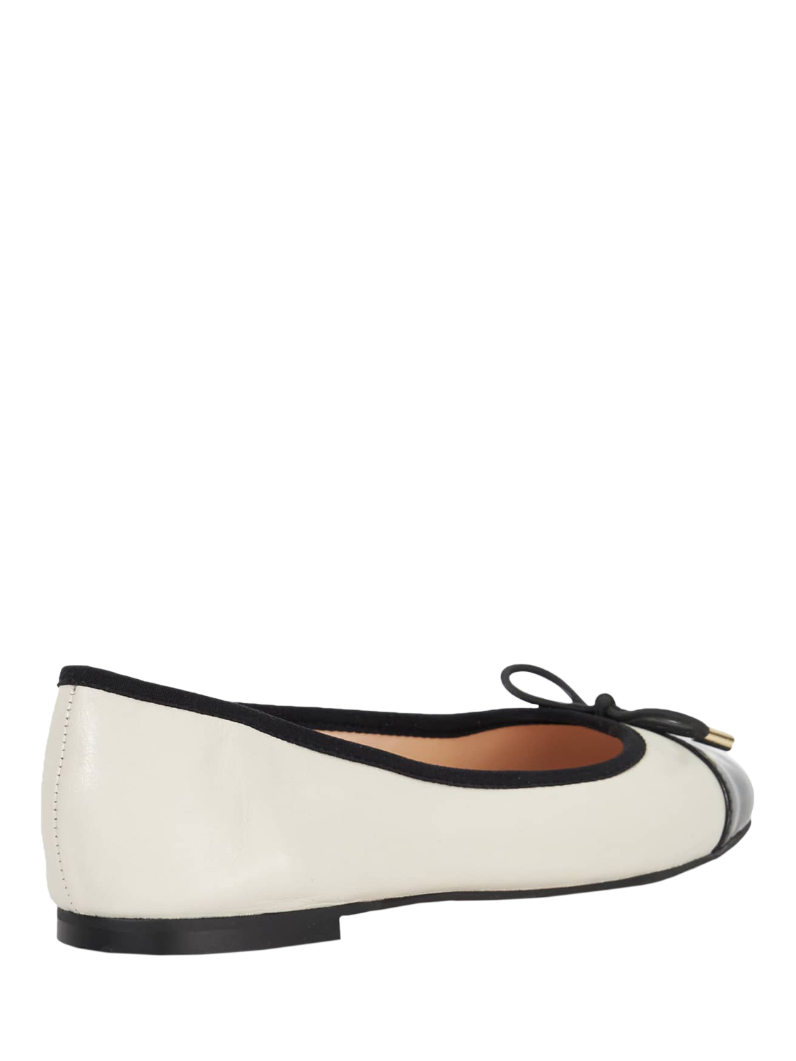 Product image 4 of 5, which shows Dune London Highest Wide Fit Leather Ballerina Pumps, Cream/Black, EU36