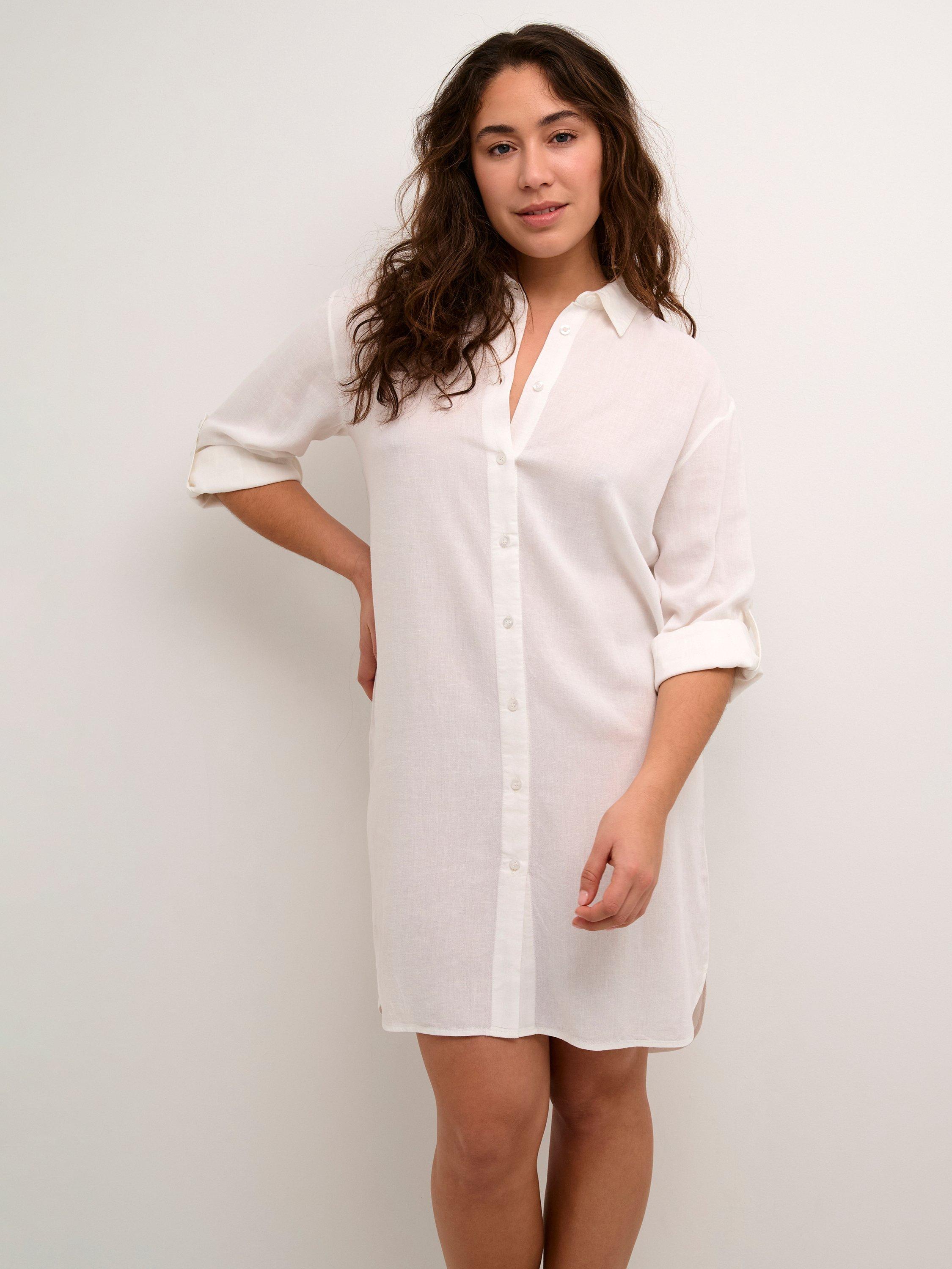 Product image 1 of 7, which shows KAFFE Milia Shirt Dress, Chalk, 18