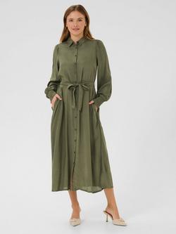 KAFFE Pollie Tie Belt Maxi Shirt Dress, Grape Leaf