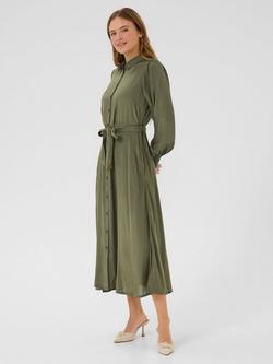 KAFFE Pollie Tie Belt Maxi Shirt Dress - view 2, Grape Leaf