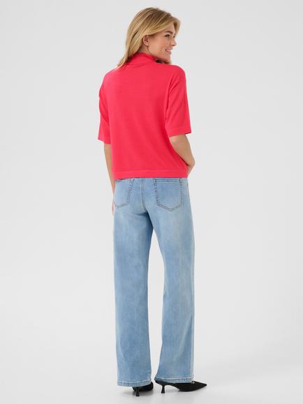 KAFFE Lizza Turtleneck Top, Red - view 2, Red