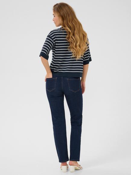 KAFFE Lizza Stripe Turtleneck Top, Blue - view 2, Blue