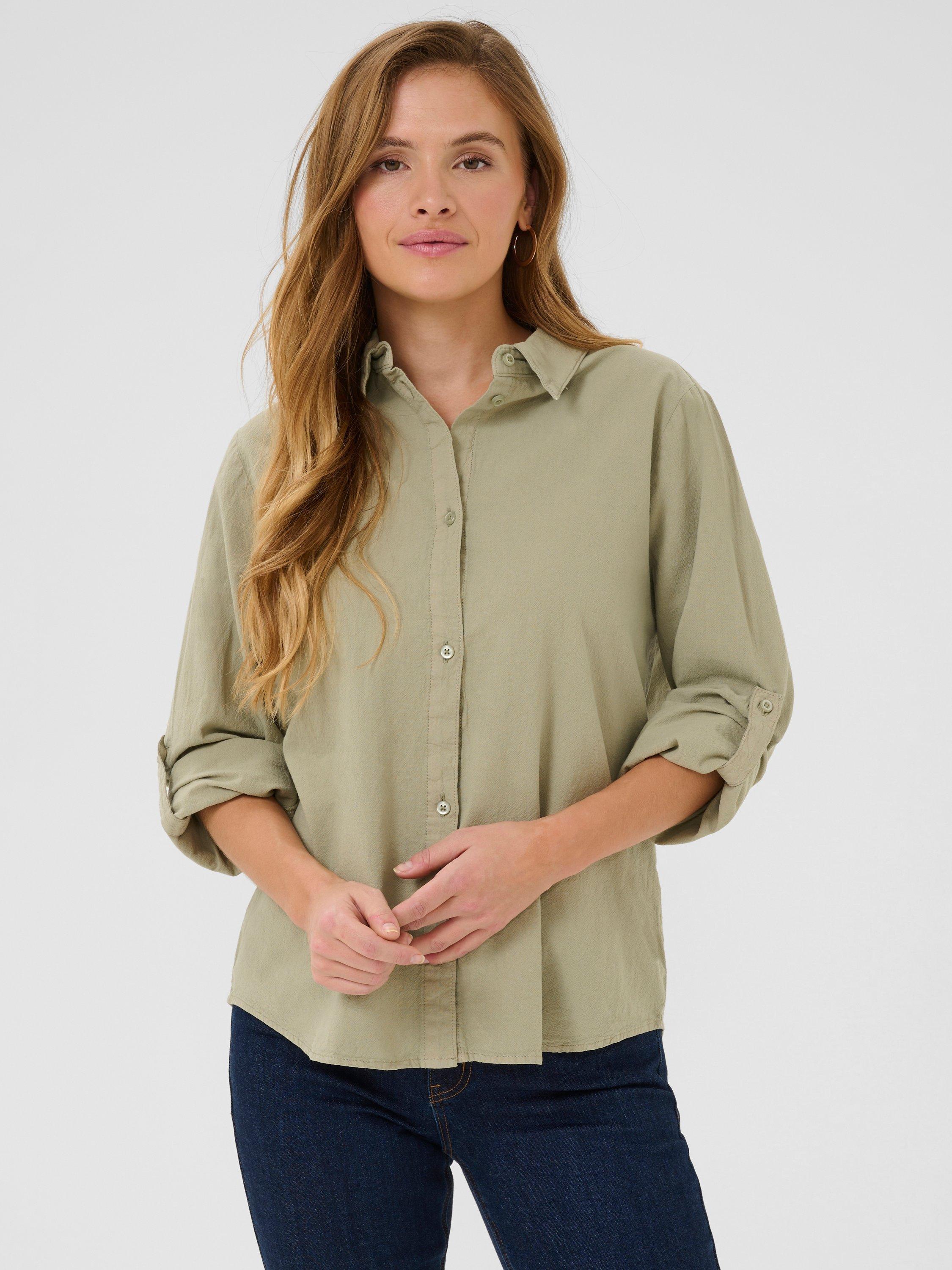 Product image 1 of 6, which shows KAFFE Naya Casual Fit Shirt, Mid Green, 8
