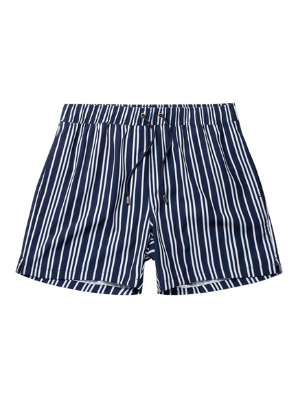 Panos Emporio Classic Stripe Swim Shorts, Navy/White, Navy/White