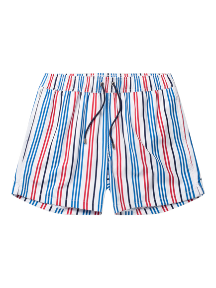 Panos Emporio Classic Stripe Swim Shorts, White/Multi, White/Multi