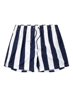Panos Emporio Retro Stripe Swim Shorts, Navy/White, Navy/White