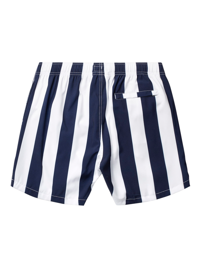 Product image 2 of 4, which shows Panos Emporio Retro Stripe Swim Shorts, Navy/White, S