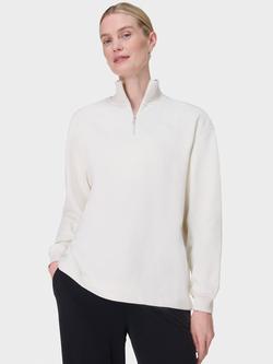 Sweaty Betty Revive Organic Cotton Rich Longline 1/2 Zip Jumper - view 2, Lily White