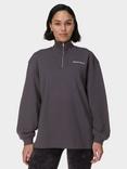 Sweaty Betty Revive Organic Cotton Rich Longline 1/2 Zip Jumper, Urban Grey