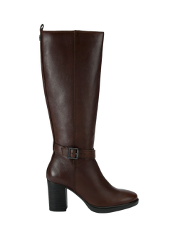 Carvela Silver2 Leather Knee High Boots, Brown Dark, Brown Dark