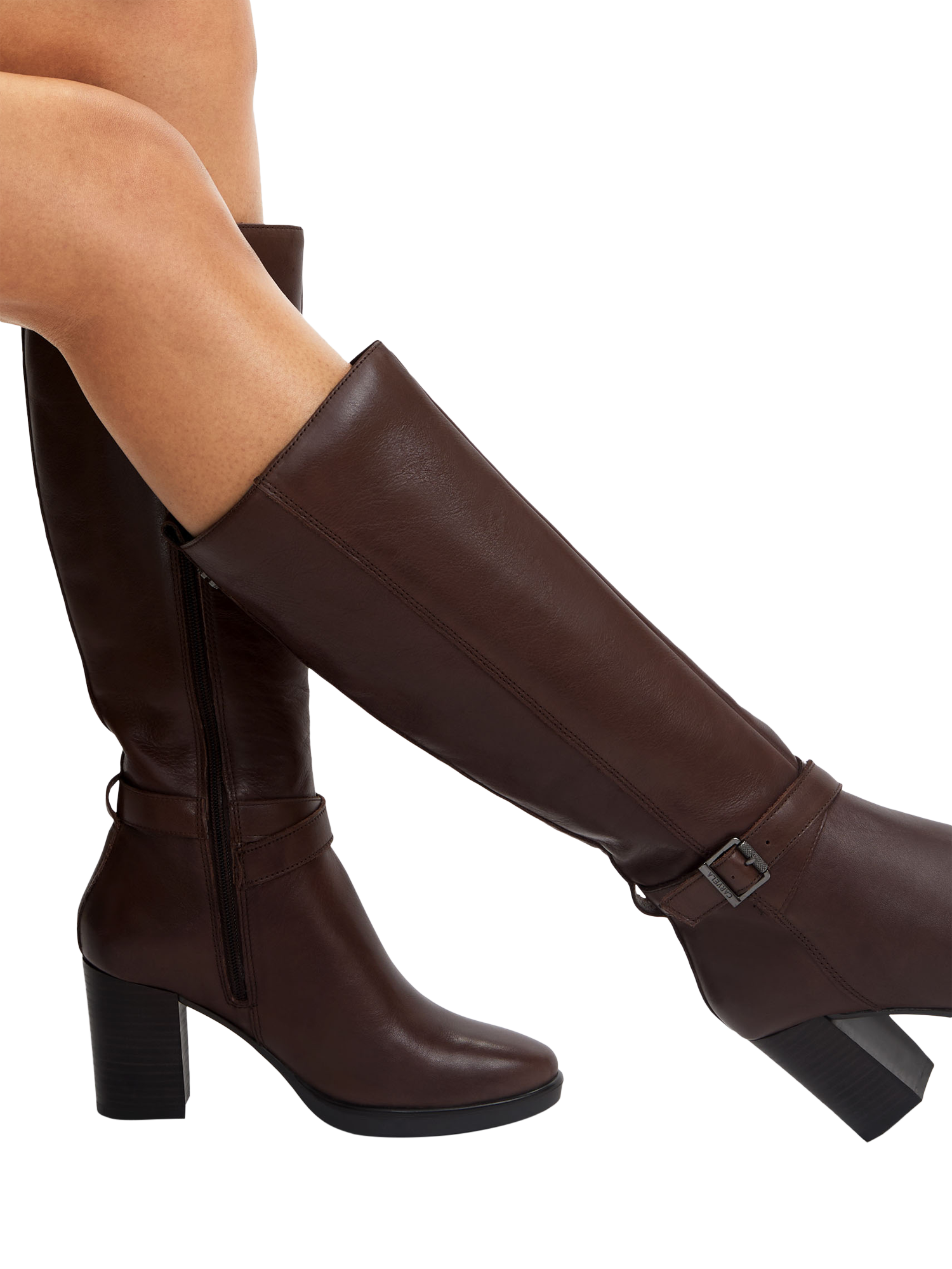 Product image 2 of 5, which shows Carvela Silver2 Leather Knee High Boots, Brown Dark, 3