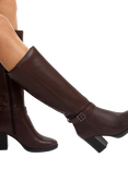 Carvela Silver2 Leather Knee High Boots, Brown Dark
