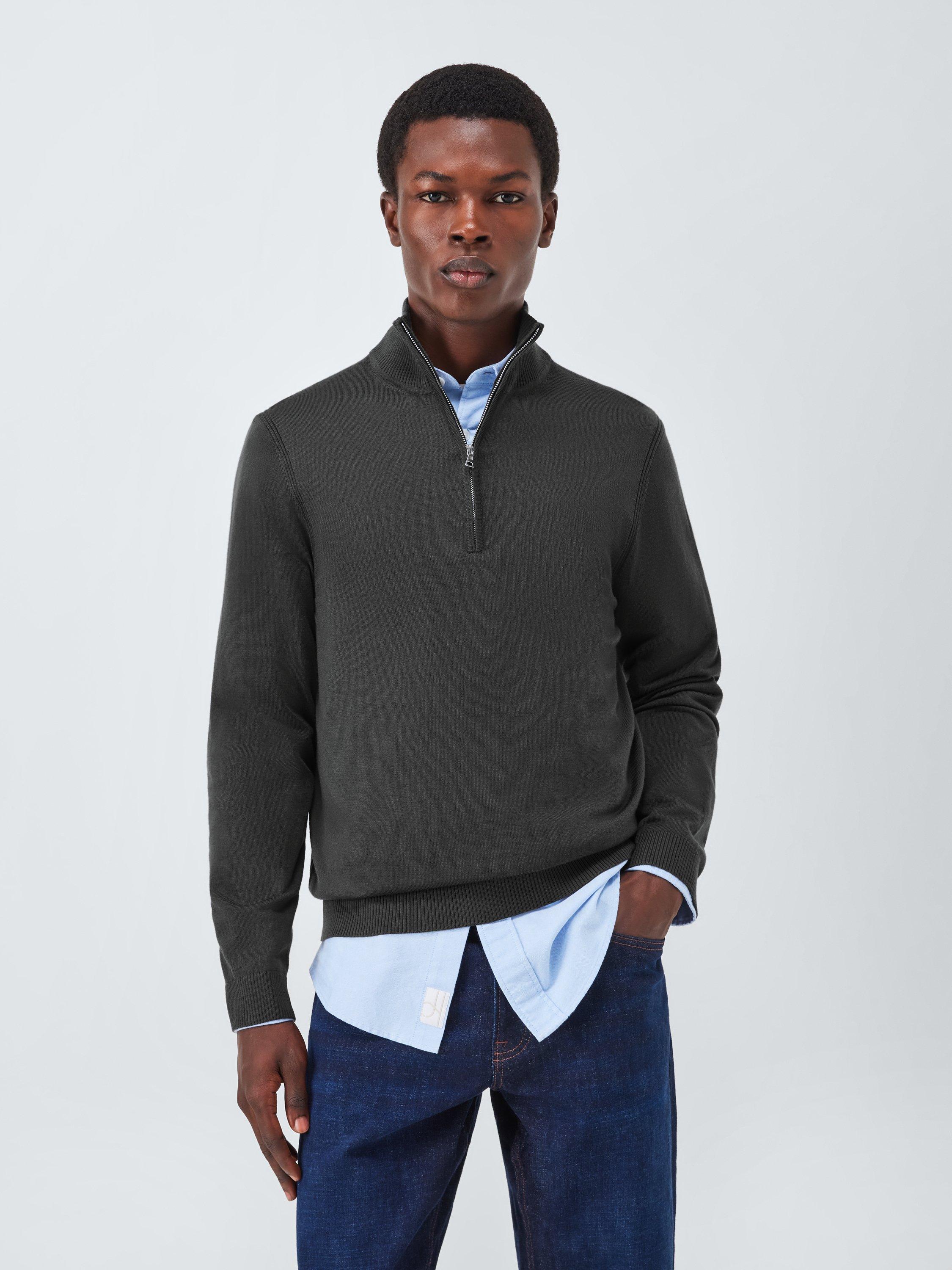 Product image 1 of 6, which shows John Lewis Merino Wool Half Zip Jumper, Asphalt, M