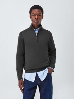 John Lewis Merino Wool Half Zip Jumper, Asphalt