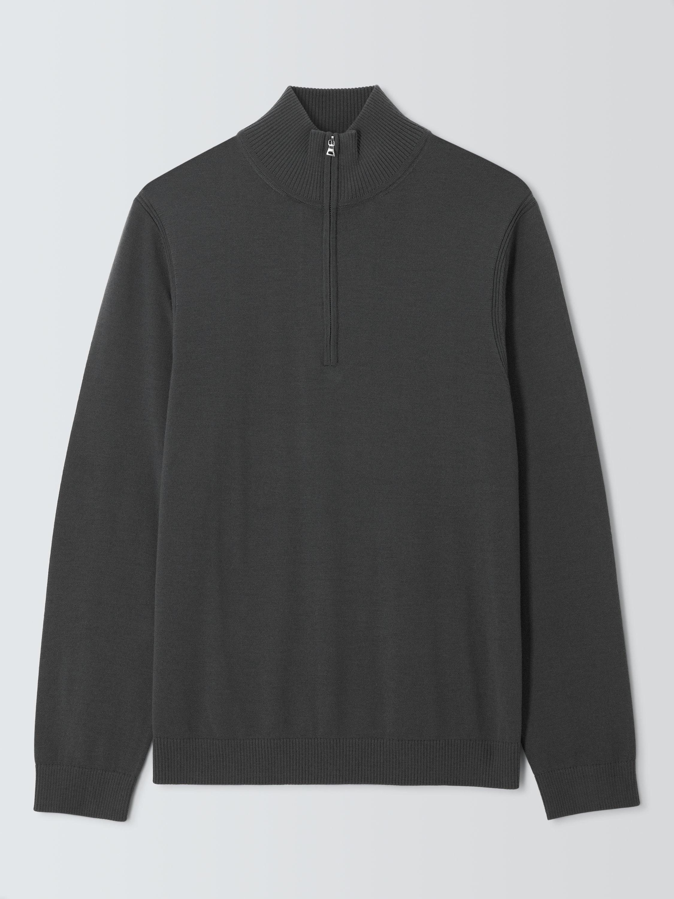 Product image 4 of 6, which shows John Lewis Merino Wool Half Zip Jumper, Asphalt, M
