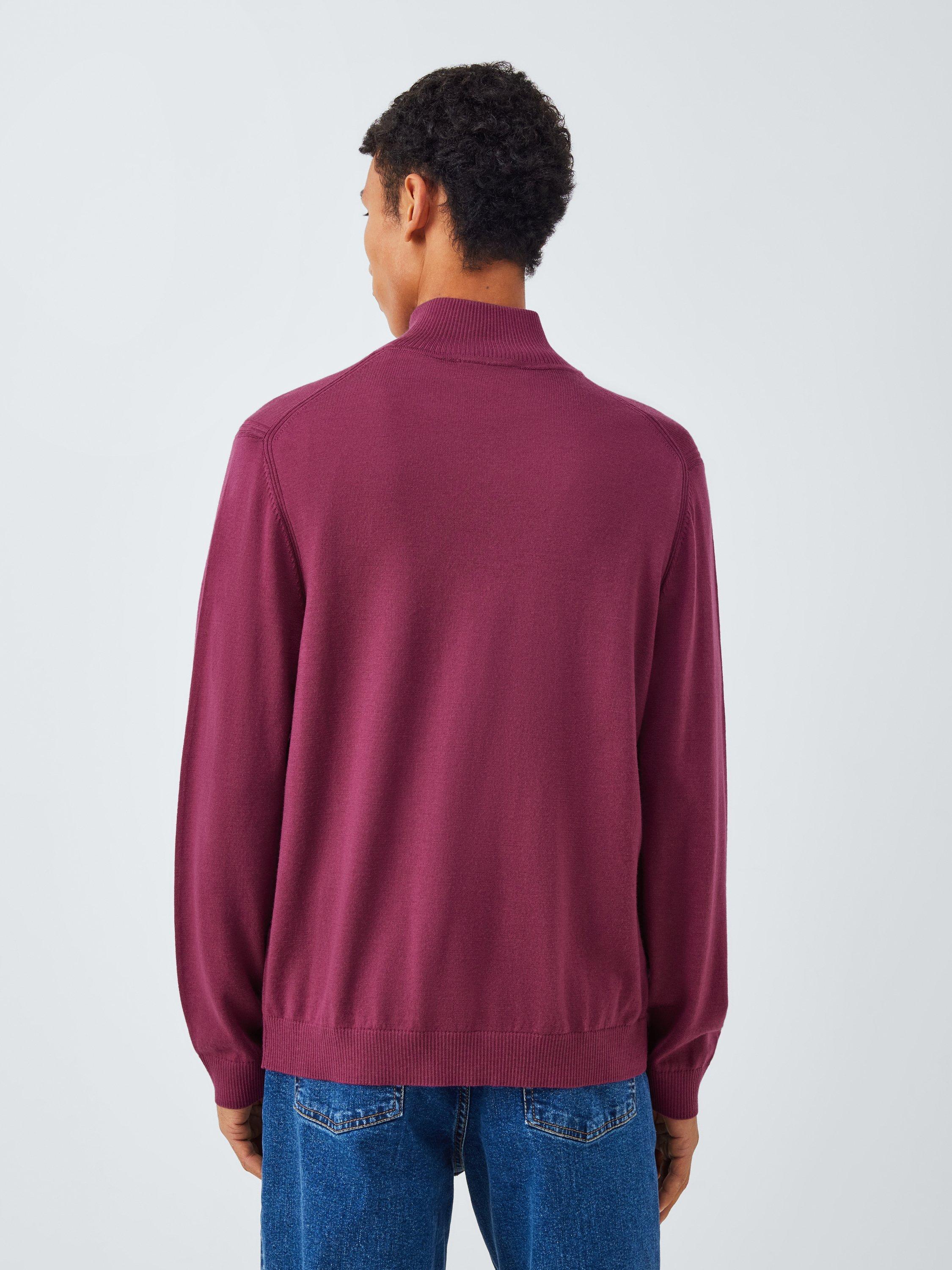 Product image 2 of 6, which shows John Lewis Merino Wool Half Zip Jumper, Raspberry Coulis, M