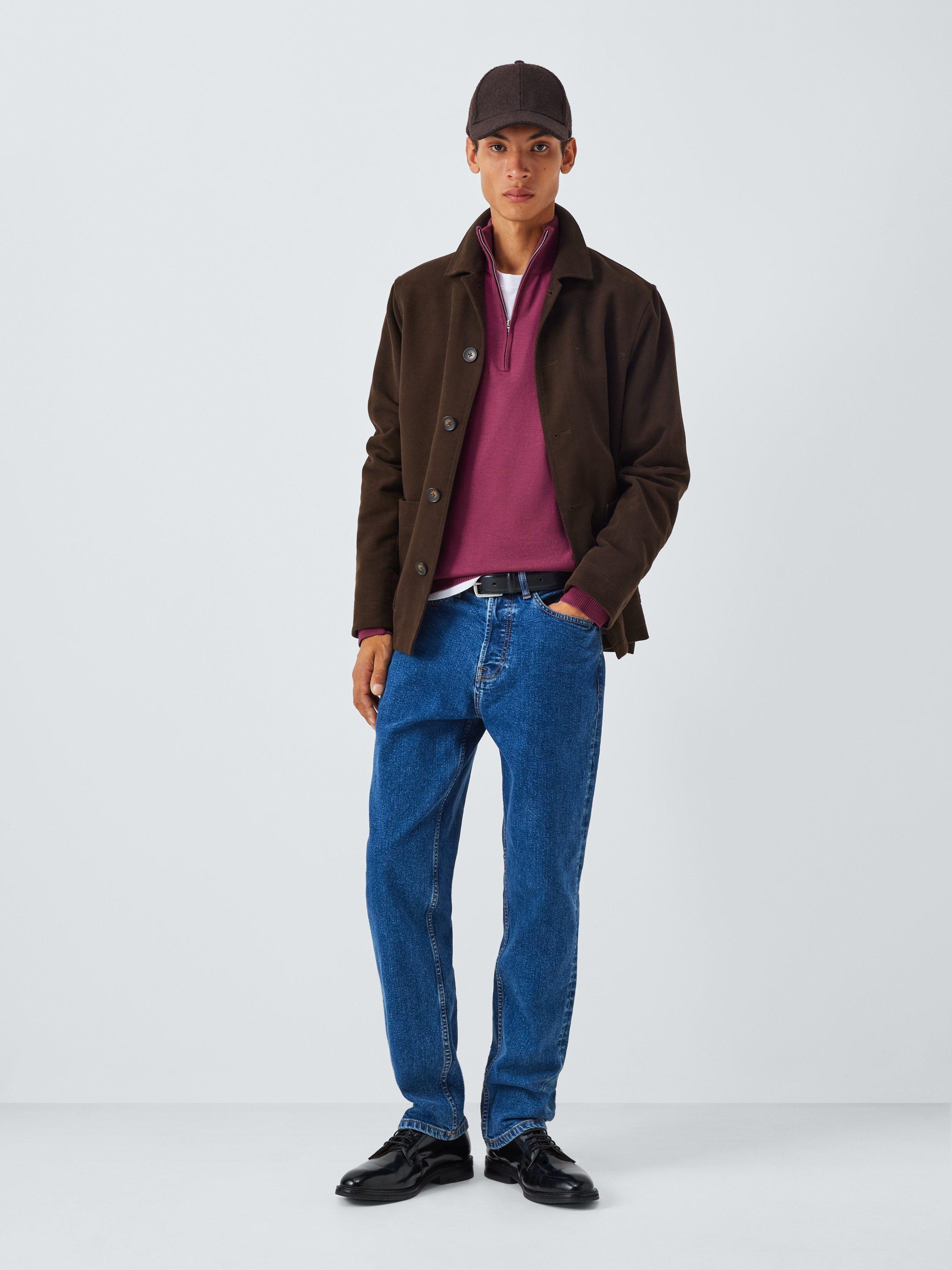 Product image 3 of 6, which shows John Lewis Merino Wool Half Zip Jumper, Raspberry Coulis, M