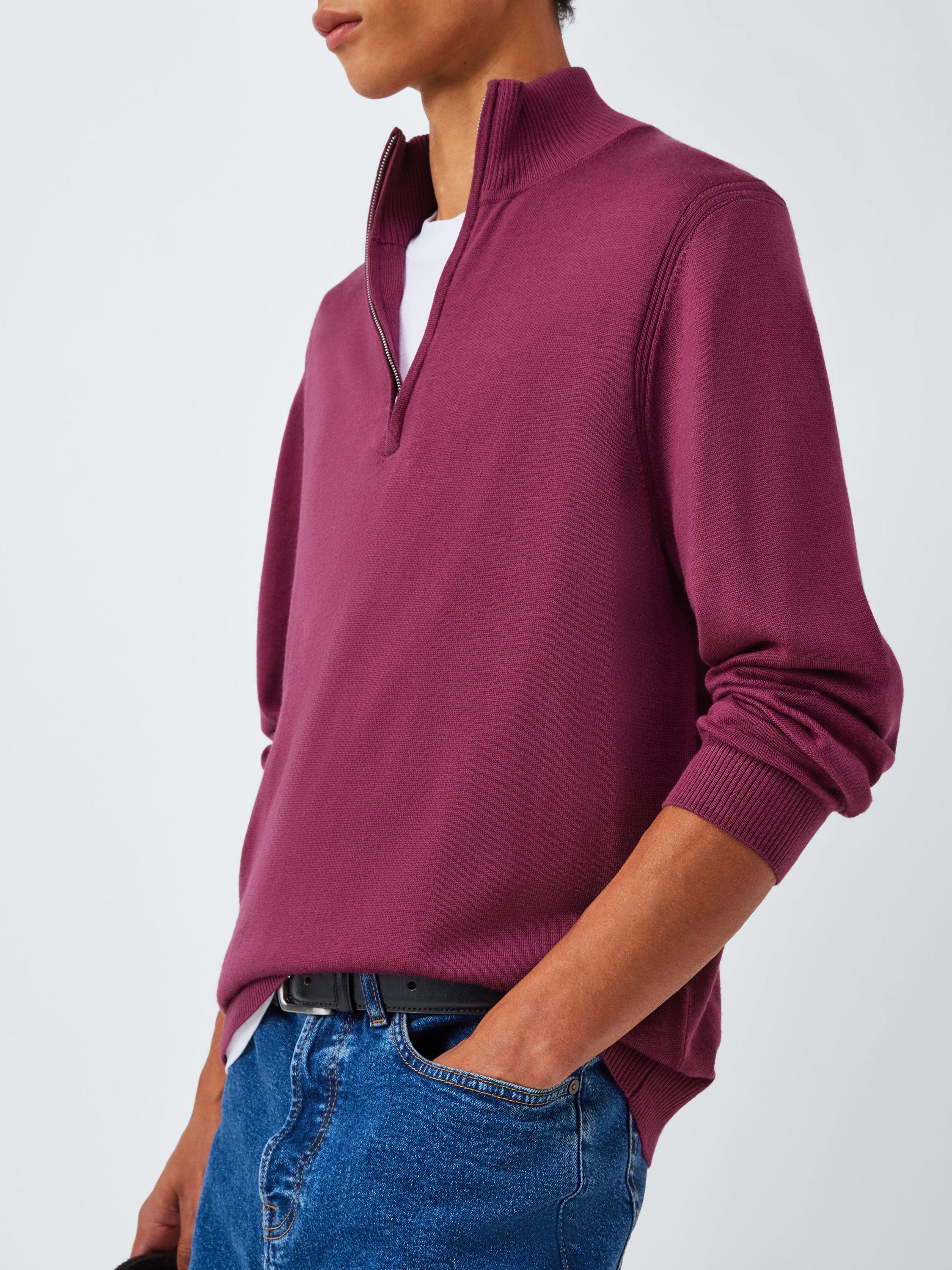 Product image 5 of 6, which shows John Lewis Merino Wool Half Zip Jumper, Raspberry Coulis, M