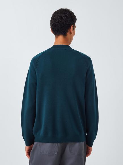 John Lewis Merino Wool Mock Neck Jumper - view 2, Deep Ocean
