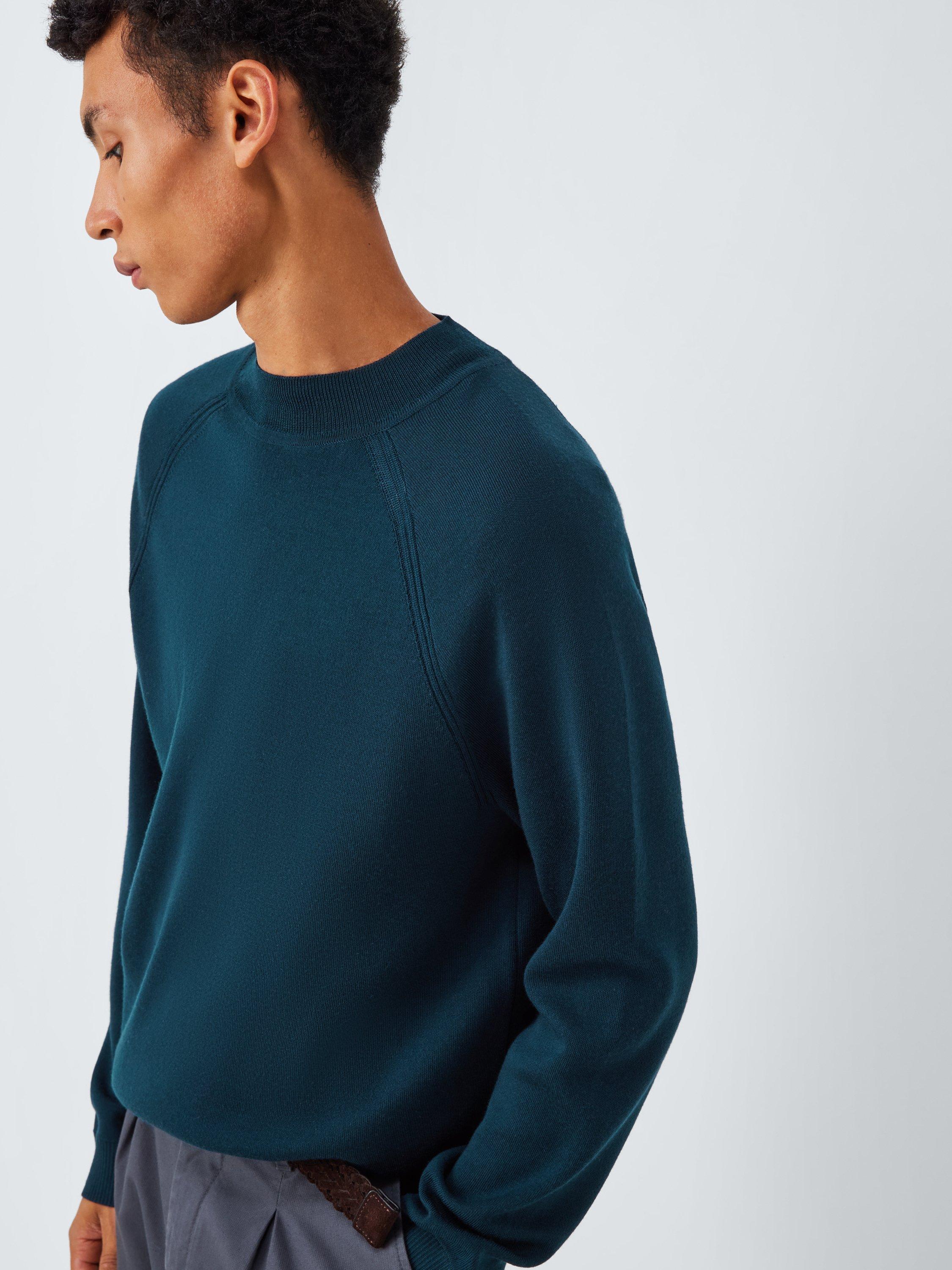 Product image 5 of 6, which shows John Lewis Merino Wool Mock Neck Jumper, Deep Ocean, S