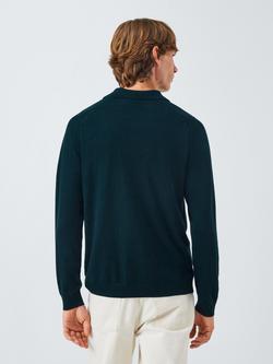 John Lewis Merino Wool Polo Shirt - view 2, Deep Ocean