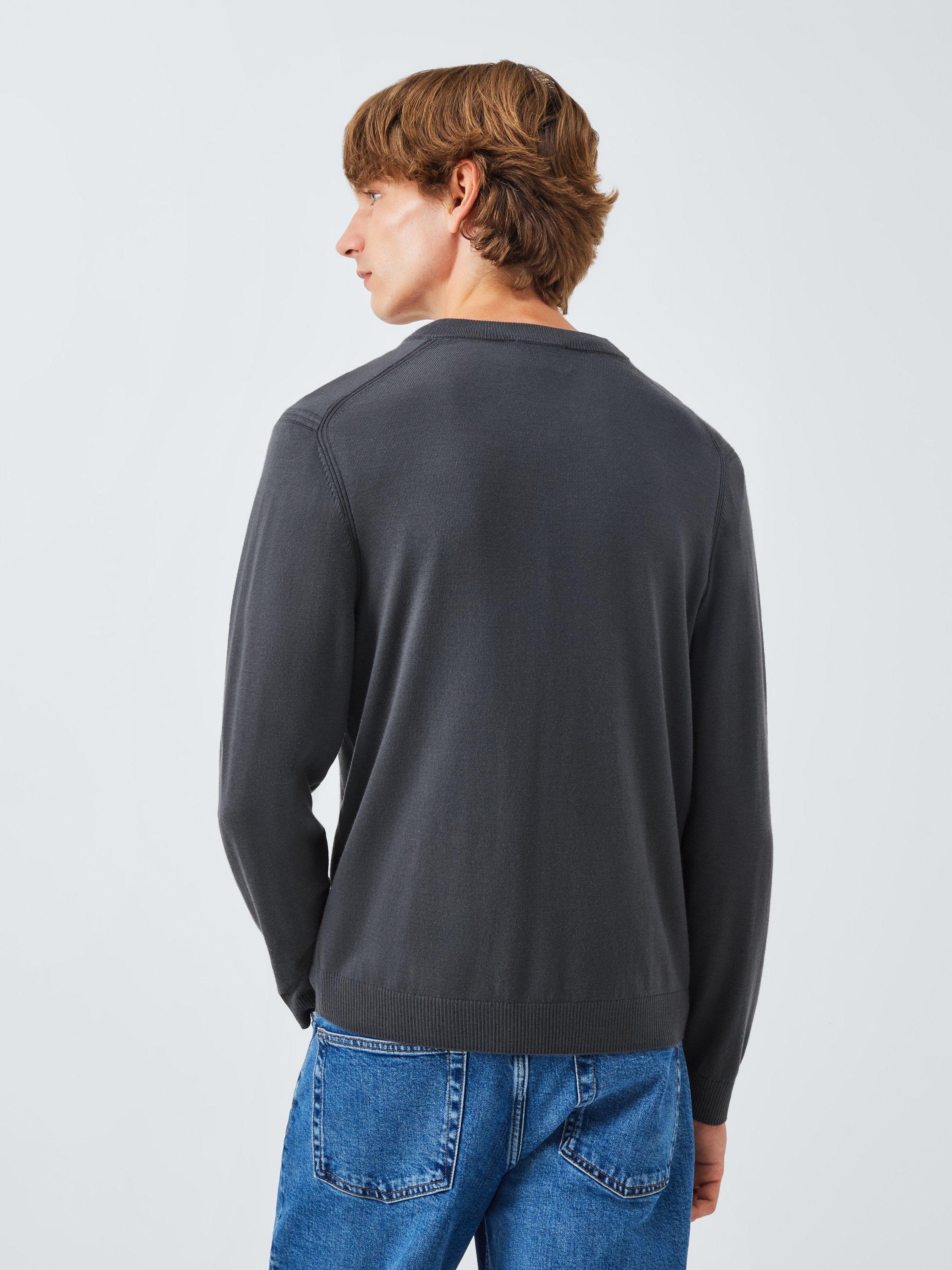 Product image 2 of 5, which shows John Lewis Merino Wool V-Neck Jumper, Asphalt, M