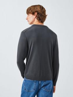 John Lewis Merino Wool V-Neck Jumper - view 2, Asphalt