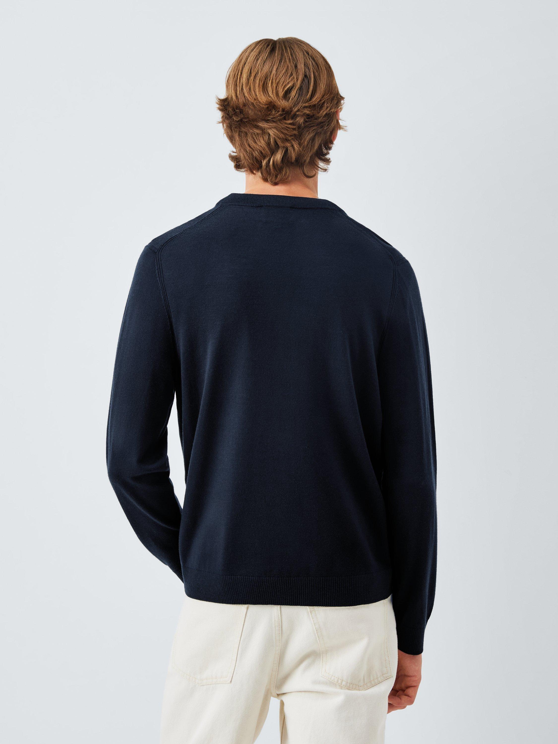Product image 2 of 6, which shows John Lewis Merino Wool V-Neck Jumper, Sky Captain, M